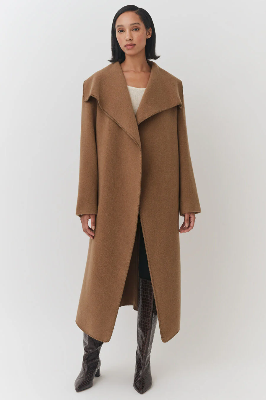 Wool Draped Collar Coat - Image 14