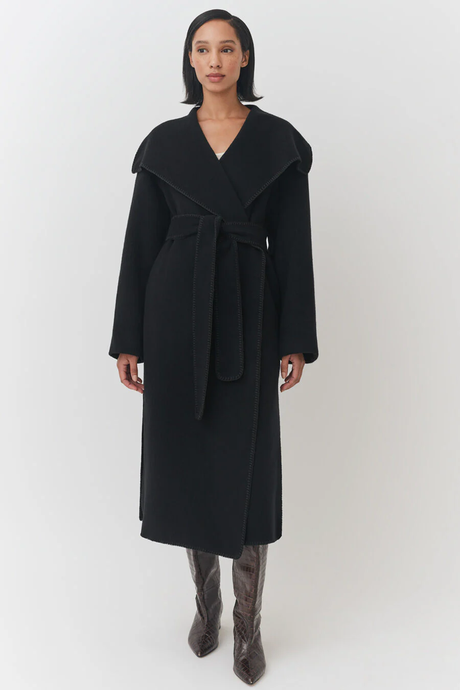Wool Draped Collar Coat - Image 2