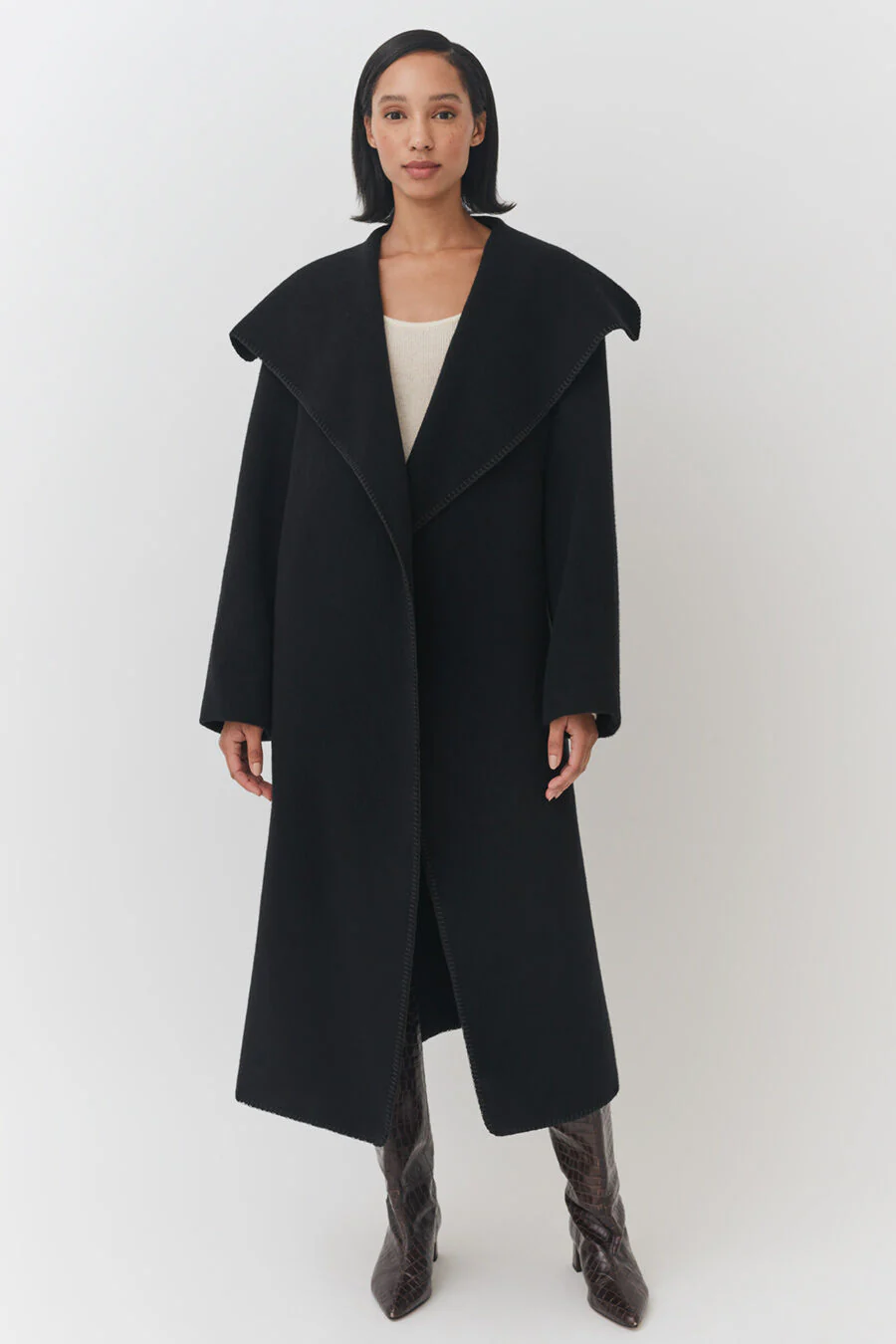 Wool Draped Collar Coat - Image 7