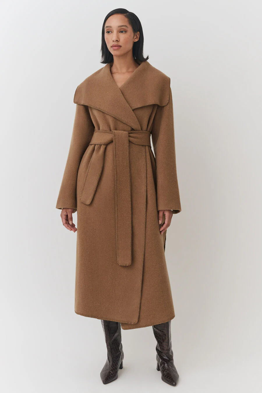 Wool Draped Collar Coat - Image 9